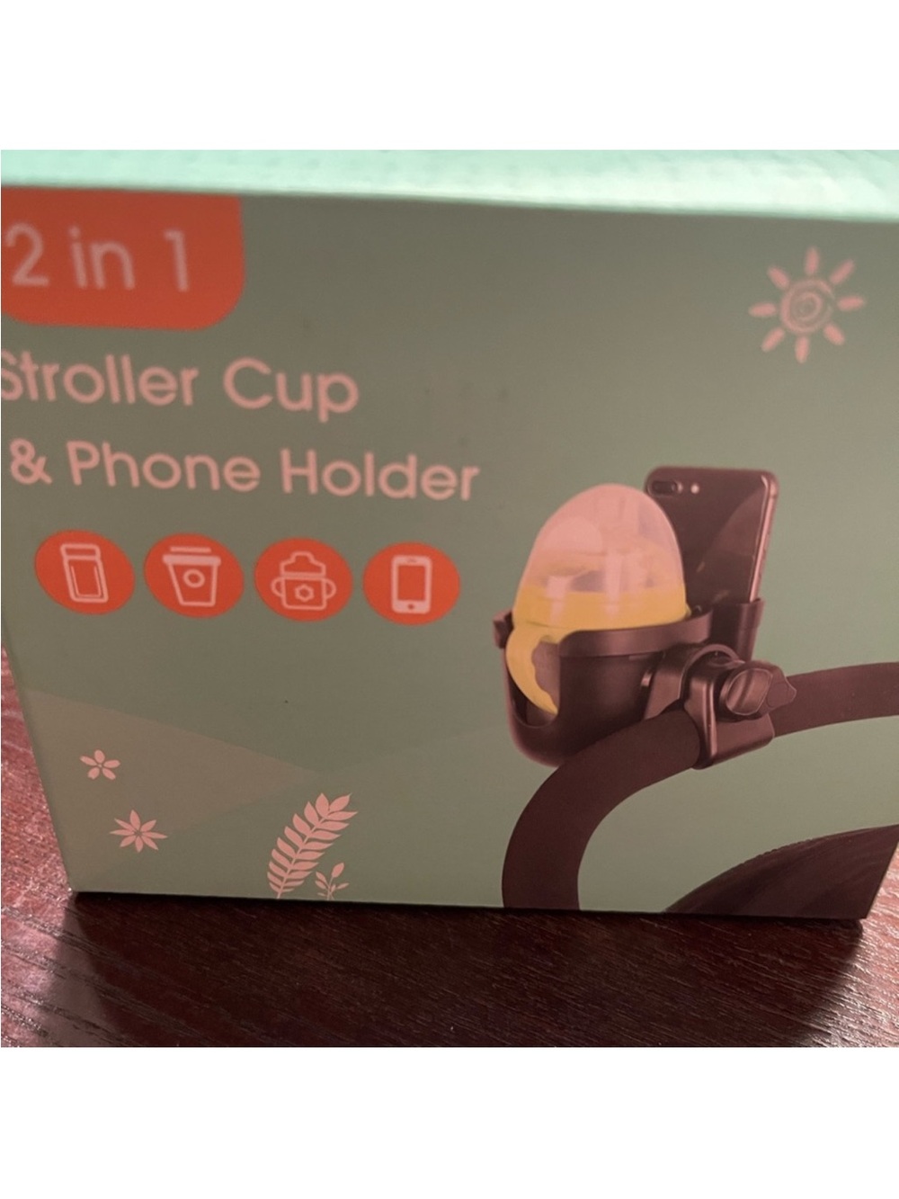Stroller Cup & Phone Holder - Black with Yellow Accent